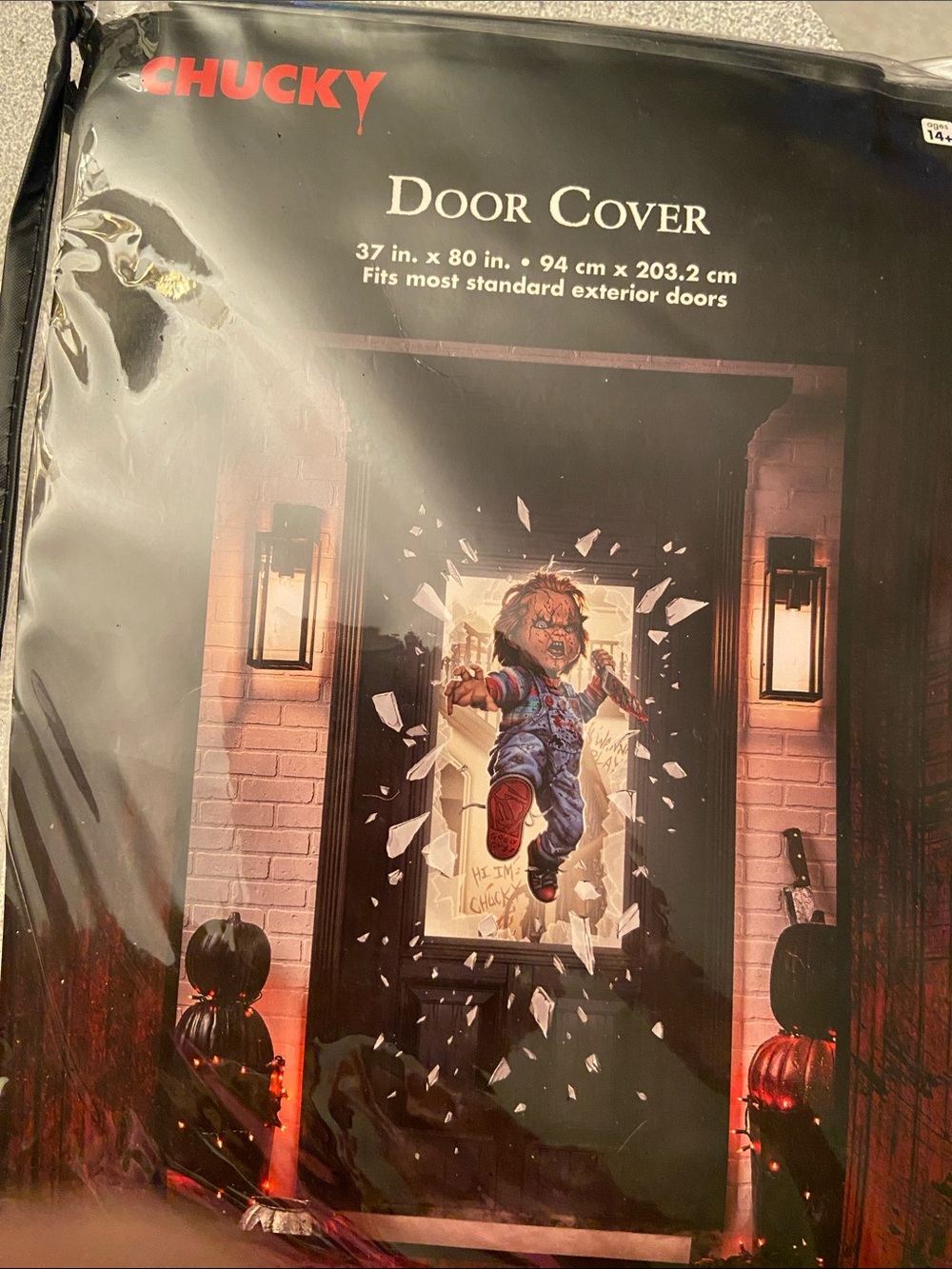 Chucky Costume Door Cover - Black Doorway Decoration